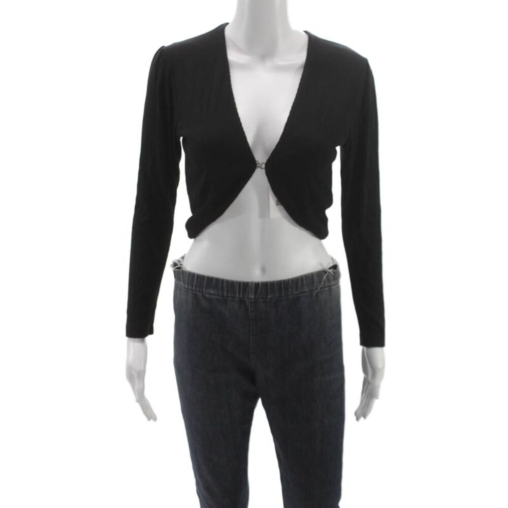 LNA Womens Shrug Sweater Black V Neck Long Sleeve Rayon Blend Size XS
